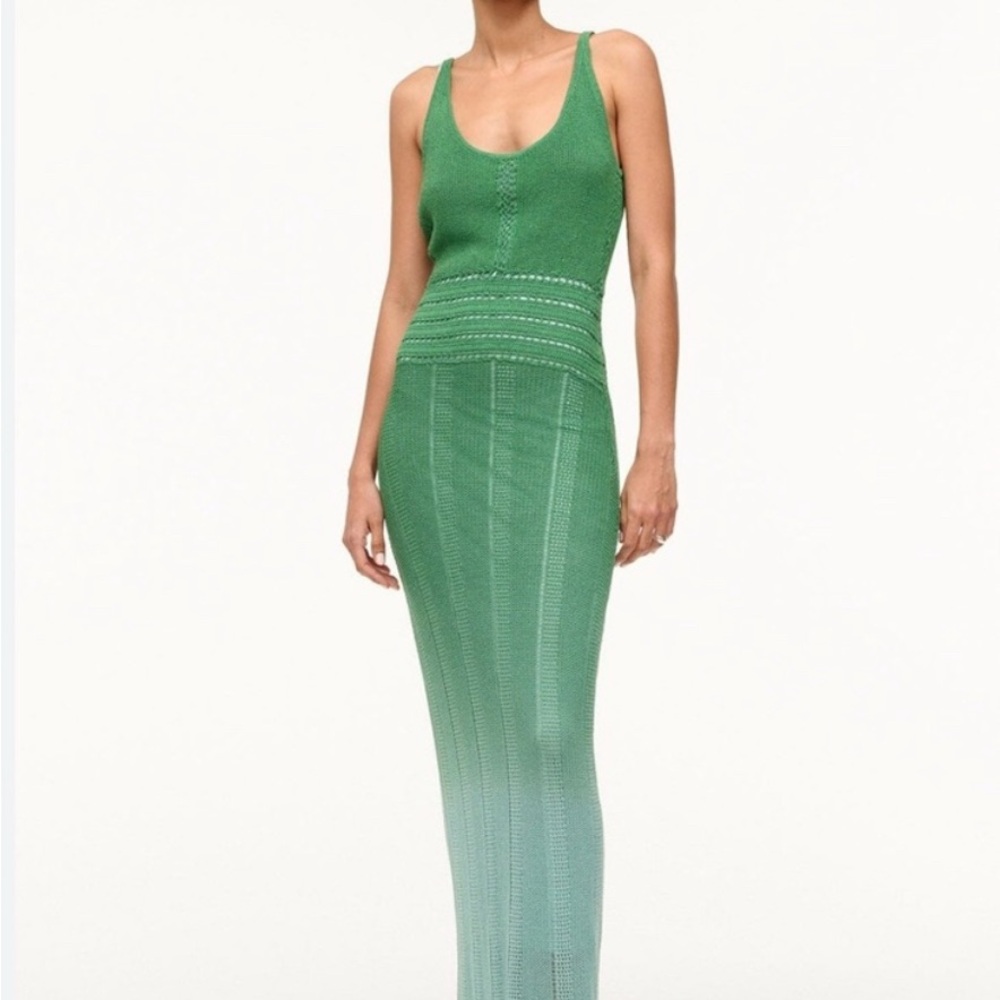 STAUD Green Knit Maxi Dress